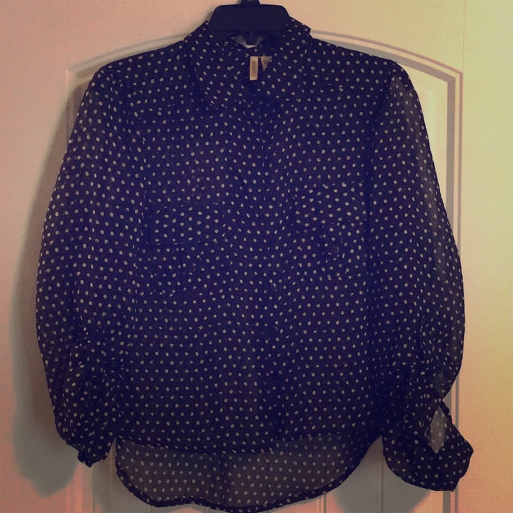 Black/cream button front see through shirt